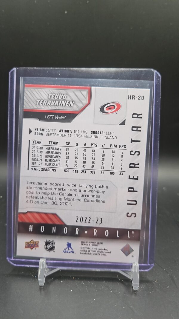 2022-23 Upper Deck Series 1 Honor Roll Teuvo Teravainen #HR-20 - Image 2