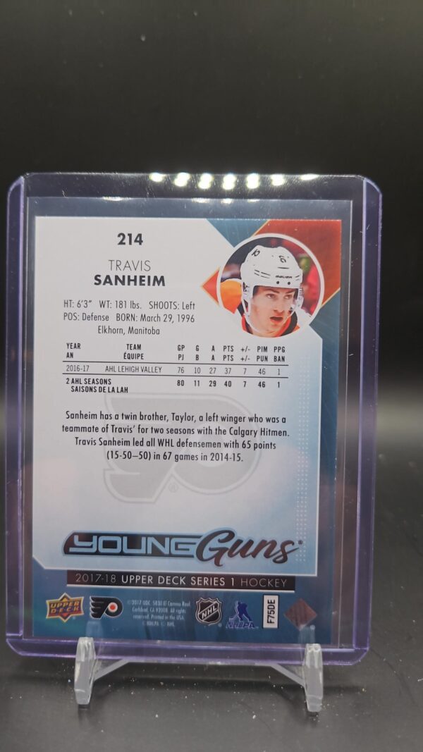 2017-18 Upper Deck Series 1 Young Guns Travis Sanheim Flyers #214 - Image 2