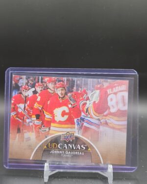 Johnny Gaudreau 2021-22 Upper Deck Series 2 UD Canvas #C131 Calgary Flames hockey card