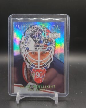 Elvis Merzlikins 2020-21 SKYBOX Metal INTIMIDATION NATION#IN-22
