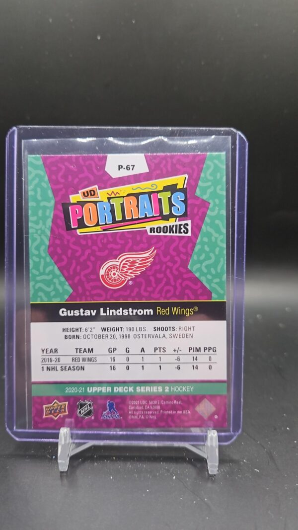 2020-21 UD - Series 2 - UD Portraits Rookies Gustav Lindstrom P-67 - Image 2