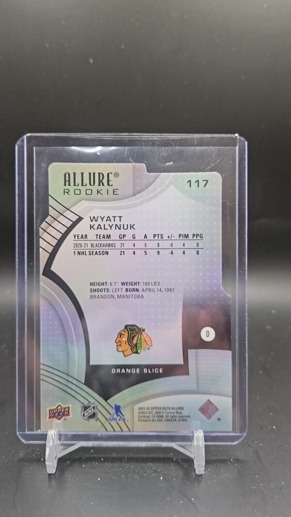 2021-22 Upper Deck Allure Wyatt Kalynuk Orange Slice Die-Cut#117 - Image 2
