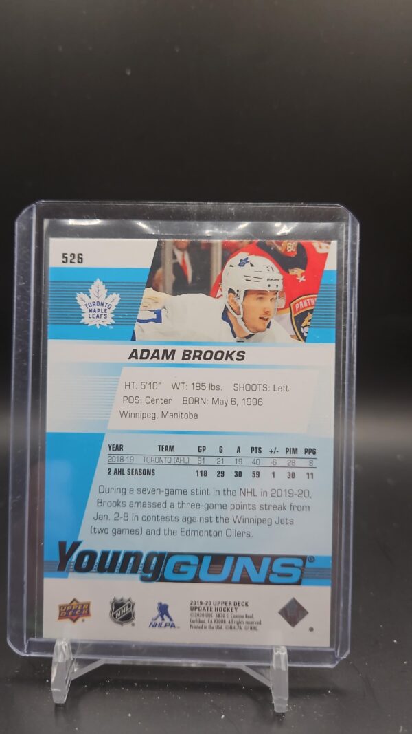 2019-20 Upper Deck Young Guns Adam Brooks #526Toronto Maple Leafs - Image 2