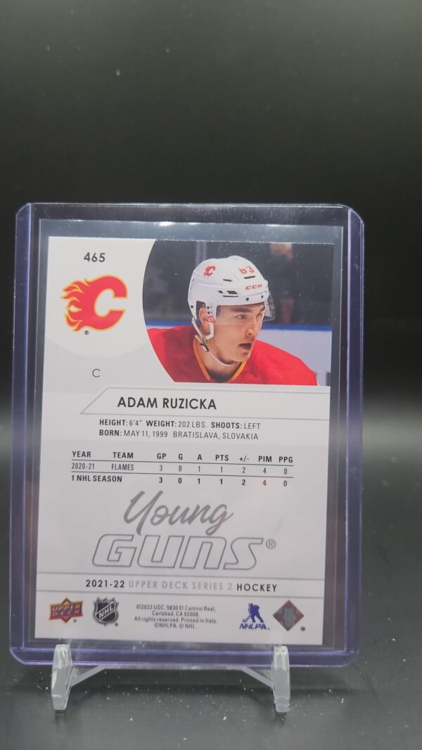 2021-22 Upper Deck Adam Ruzicka Young Guns#465 Calgary Flames - Image 2