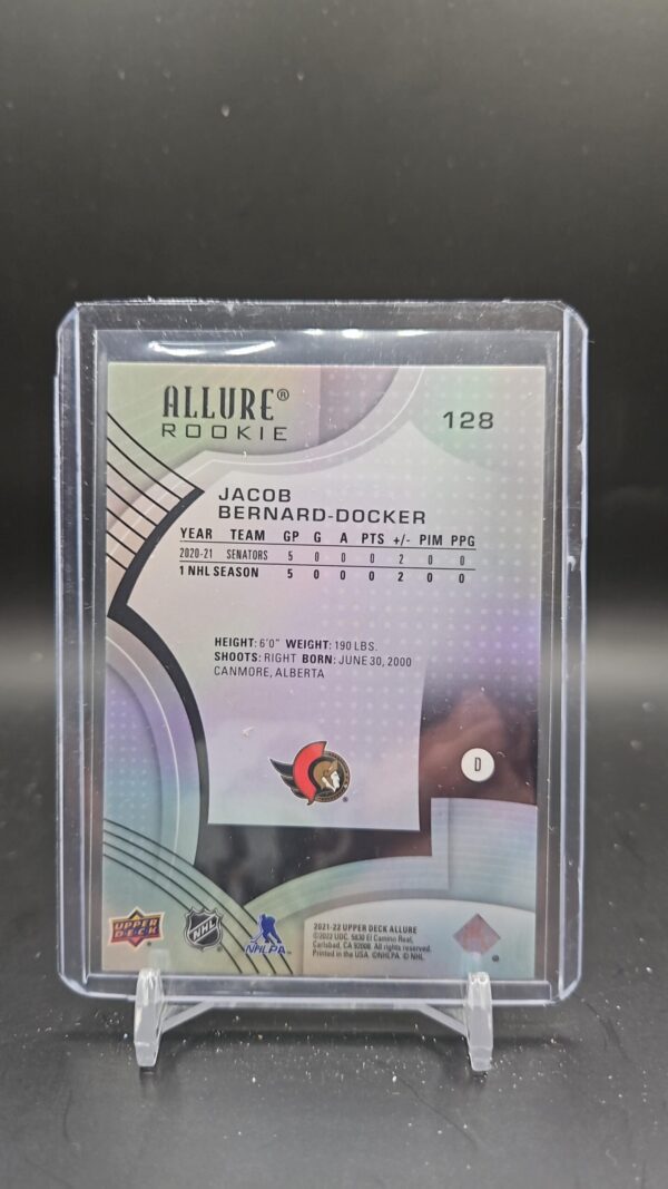 2021-22 Upper Deck Allure Rookie Jacob Bernard-Docker #128 Ottawa Senators - Image 2