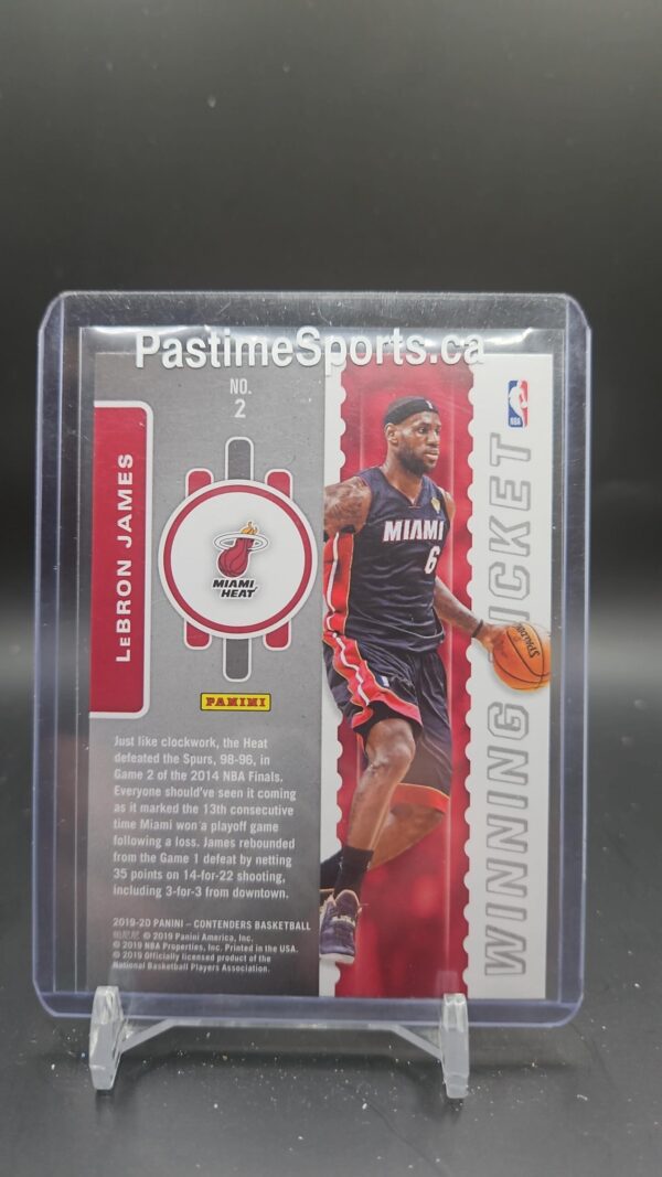 2019-20 Panini Contenders Winning Ticket #2 LeBron James Miami - Image 2