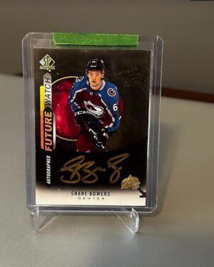 2020-21 SP Authentic Future Watch Rookie Autograph card #193 featuring Shane Bowers of the Colorado Avalanche, serial numbered to 999, a premium hard-signed rookie card highly sought after by NHL collectors.