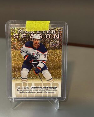 Connor McDavid 2023-24 Upper Deck Series 2 Monster Season Gold #MS-34 serial numbered hockey card front