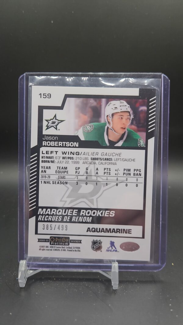 2020 O-Pee-Chee Platinum Marquee Rookies Aquamarine Jason Robertson /499 - Image 2