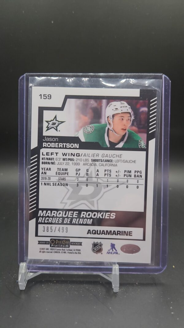 2020 O-Pee-Chee Platinum Marquee Rookies Aquamarine Jason Robertson /499 - Image 2