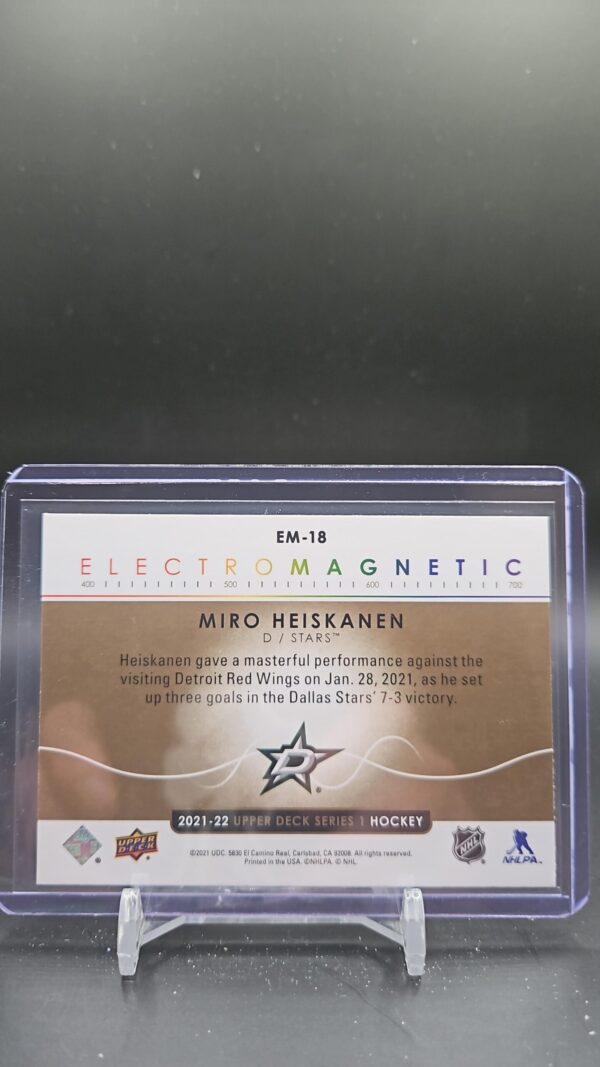 2021-22 UD Series 1 Electromagnetic Gold #EM-18 Miro Heiskanen - Image 2