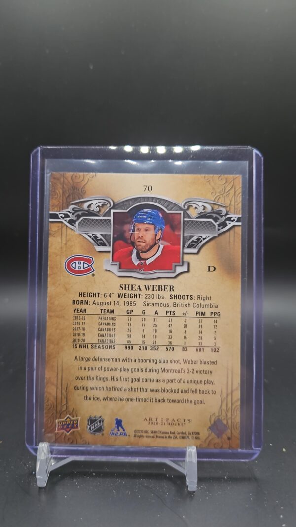2020/21 UD ARTIFACTS COPPER PARALLEL #70 Shea Weber #/299 - Image 2