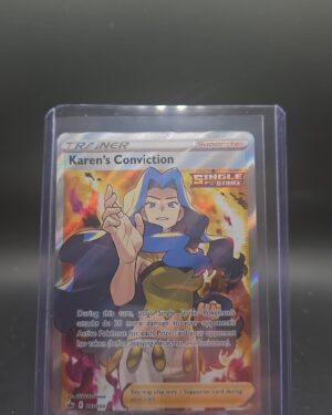 Pokémon TCG Karen’s Conviction 193/198 Chilling Reign Sword & Shield Full Art Trainer card displayed in near mint condition, showcasing full art illustration and bold design for collectors.