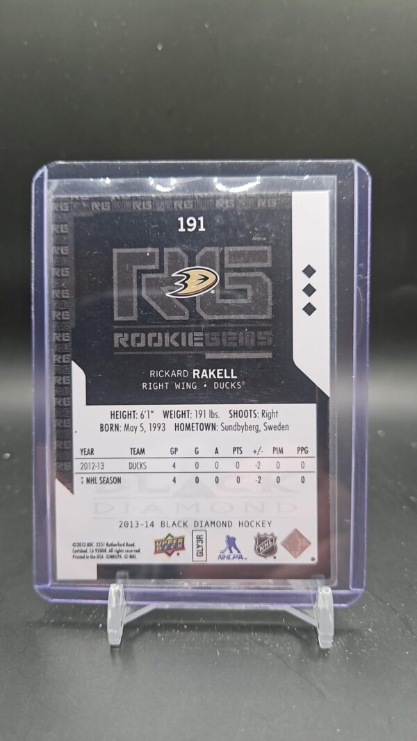 2013-14 UPPER DECK BLACK DIAMOND RICKARD RAKELL #191 ROOKIE GEMS TRIPLE - Image 2
