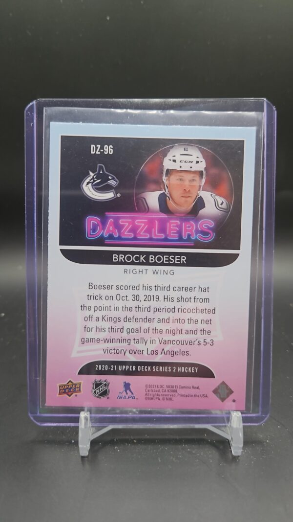 Brock Boeser 2020-21 Upper Deck Blue Dazzlers #DZ-96 Vancouver Canucks - Image 2
