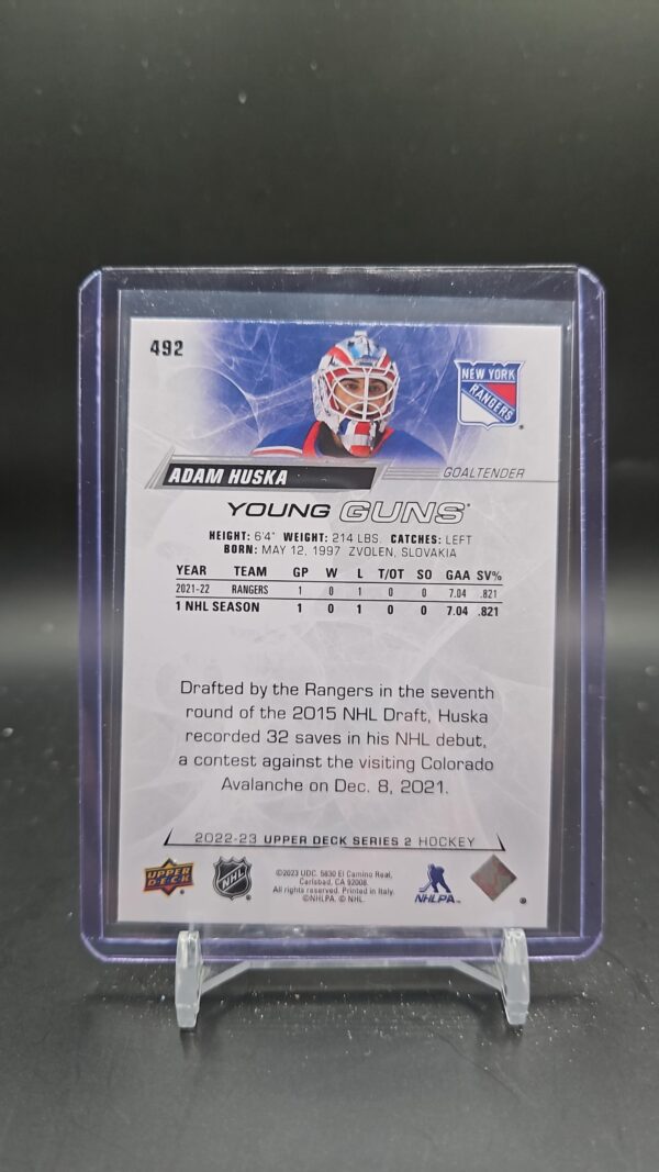 2022-23 Upper Deck Young Guns Adam Huska Rookie New York Rangers #492 - Image 2