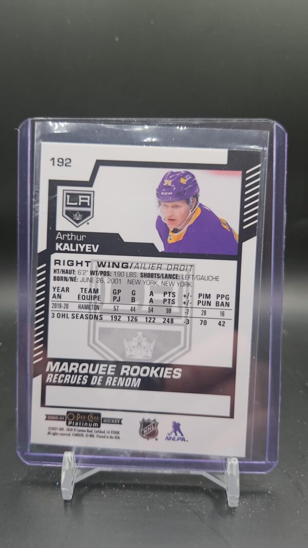 2020-21 OPC Platinum Marquee Rookies Arthur Kaliyev #192 Los Angeles Kings - Image 2