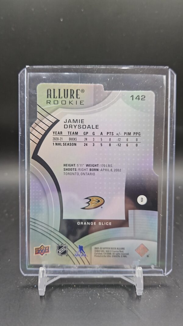 2021-22 Upper Deck Allure orange slice Jamie Drysdale Rookie #142 - Image 2