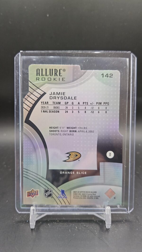 2021-22 Upper Deck Allure orange slice Jamie Drysdale Rookie #142 - Image 2