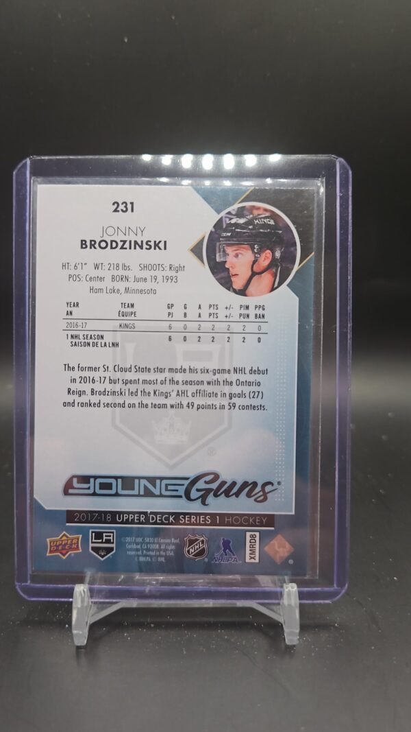 2017-18 Upper Deck Series 1 Young Guns Jonny Brodzinski #231 - Image 2