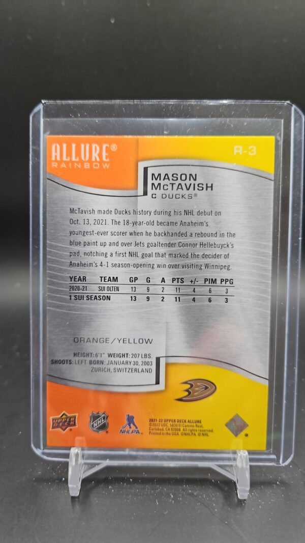2021-22 UD Allure RAINBOW ORANGE-YELLOW MASON MCTAVISH R-3 - Image 2