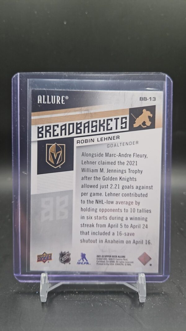 2021-22 Upper Deck Allure Breadbaskets Robin Lehner #BB-13 - Image 2