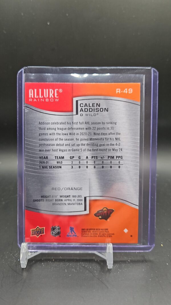 2021-22 Calen Addison Rainbow Red/Orange Allure Minnesota Wild #R-49 - Image 2