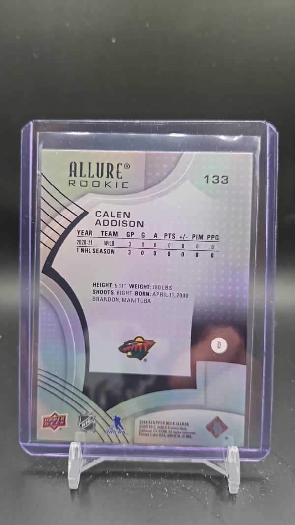 2021-22 Upper Deck ALLURE ROOKIE Calen Addison # 133 Wild - Image 2