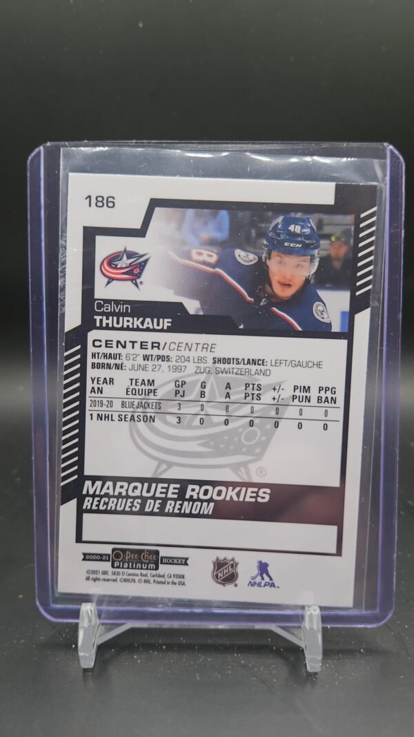 2020-21 O-Pee-Chee Platinum Marquee Rookies Calvin Thurkauf #186 Rookie - Image 2