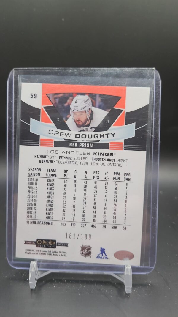 2019-20 O-Pee-Chee Platinum Red Prism /199 Drew Doughty #59 - Image 2