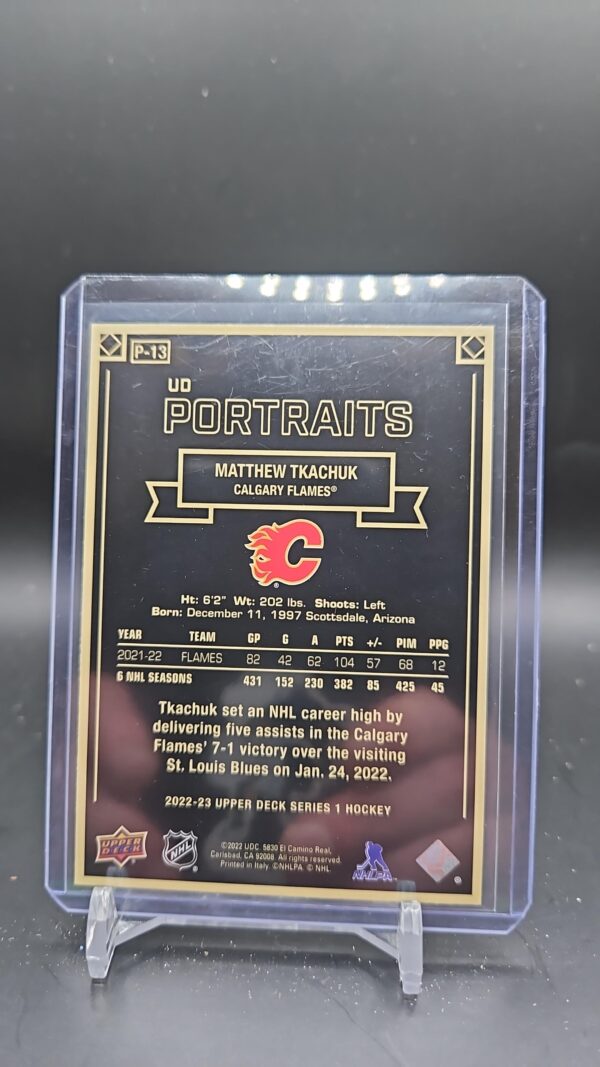 Matthew Tkachuk UD PORTRAITS 2022-23 Upper Deck Series 1 Hockey #P-13 NHL - Image 2