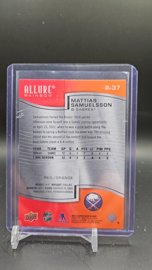 2021-22 Upper Deck Allure Rainbow Red Orange #R37 Mattias Samuelsson - Image 2