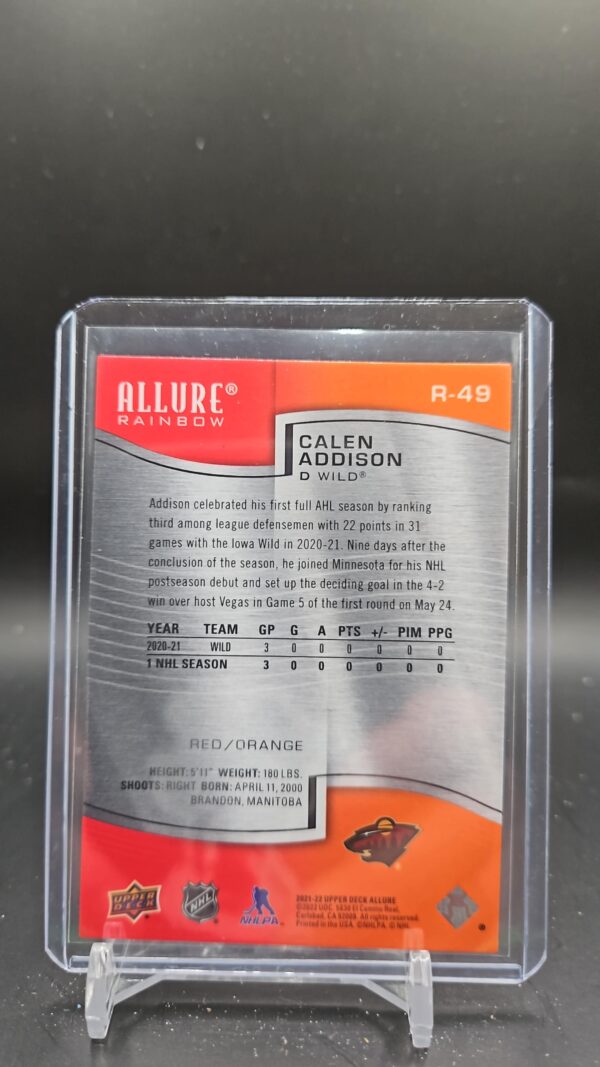 2021-22 ALLURE RAINBOW RED/ORANGE CALEN ADDISON ROOKIE #R-49 - Image 2