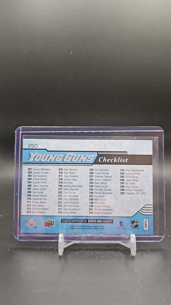 2016-17 Upper Deck William Nylander & Auston Matthews Young Guns Checklist #250 - Image 2