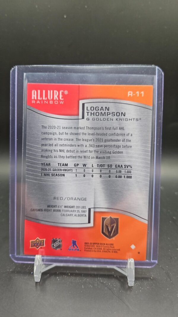 2021-22 Upper Deck Allure Red/Orange Logan Thompson #R-11 - Image 2