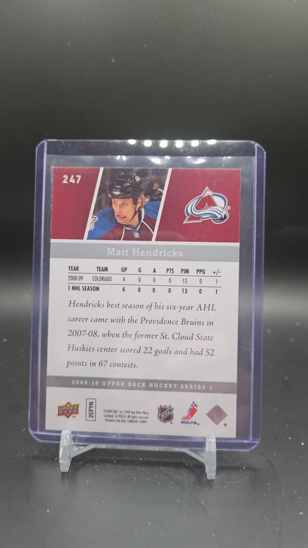 2009-10 Upper Deck Young Guns Rookie #247 Matt Hendricks Colorado - Image 2