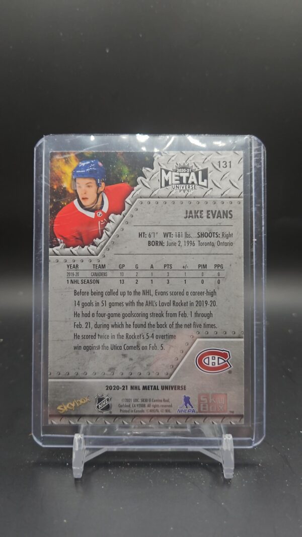 2020-21 Skybox Metal Universe JAKE EVANS ROOKIE #131 MONTREAL - Image 2