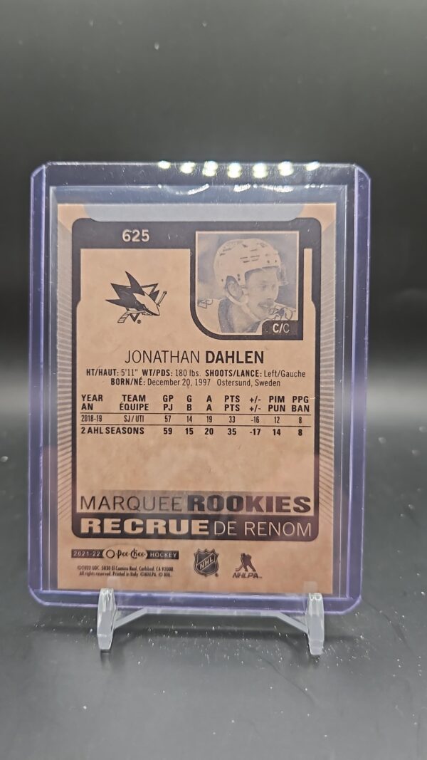 2021-22 OPC O-Pee-Chee Marquee Rookie JONATHAN DAHLEN #625 - Image 3