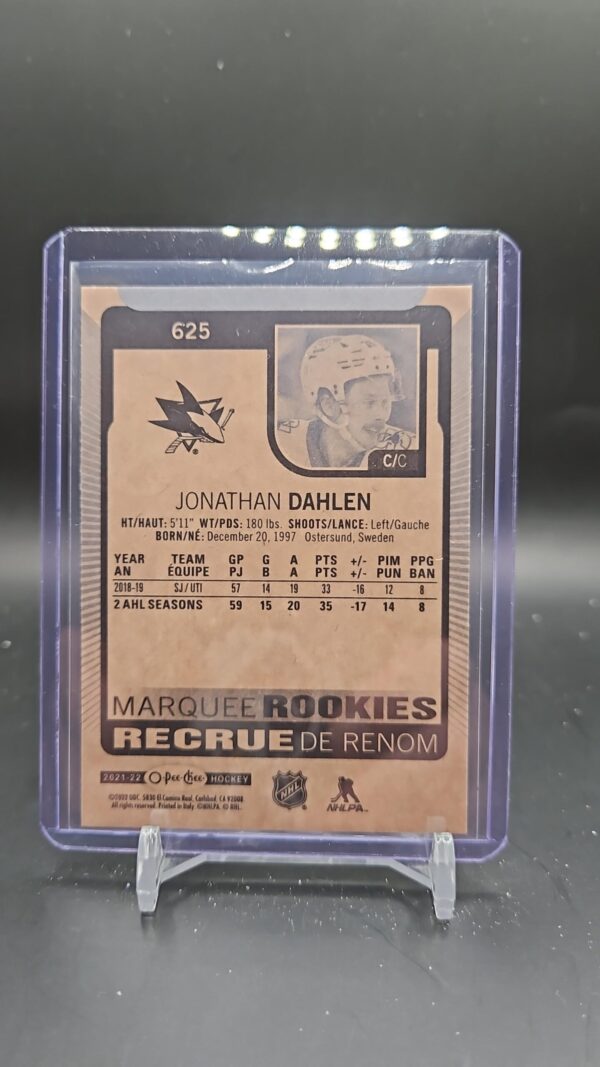 2021-22 OPC O-Pee-Chee Marquee Rookie JONATHAN DAHLEN #625 - Image 3
