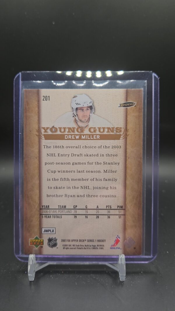 2007-08 Upper Deck Young Guns #201 Drew Miller Anaheim Ducks - Image 2