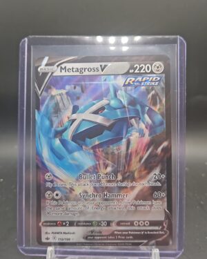 Pokémon TCG Metagross V 112/198 Chilling Reign Ultra Rare Holo card displayed in near mint condition, showcasing dynamic ultra rare design, detailed illustration, and holographic finish for collectors.