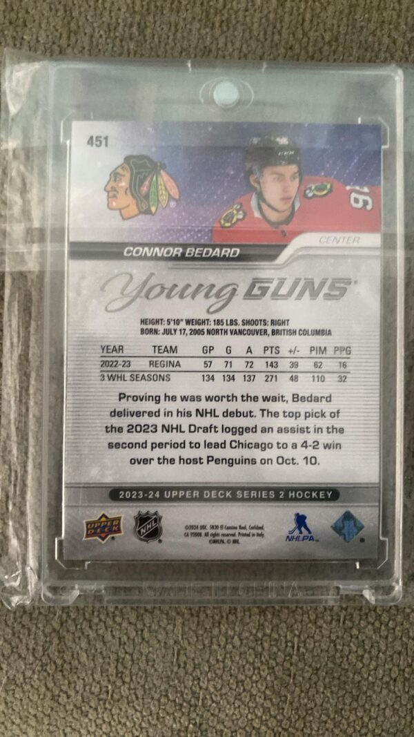 2023-24 Upper Deck Series 2 Young Guns Connor Bedard #451 - Image 2