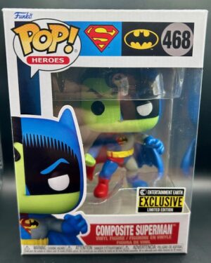Funko Pop! Heroes Composite Superman #468 Exclusive vinyl figure, Mint condition, DC Comics, ships in hard protector, top collectible for Funko and superhero fans.