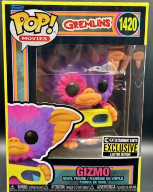 funko pop, gremlins, blacklight, gizmo, #1420, vinyl figure, protector