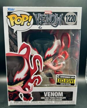 Funko Pop! Venom Carnage Miles Morales #1220 vinyl figure in protector, featuring the Marvel symbiote fusion, perfect for collectors.