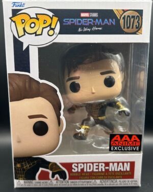 Funko Pop! Marvel Spider-Man (Unmasked) #1073 vinyl figure in protector, featuring Peter Parker unmasked, perfect for Marvel collectors.