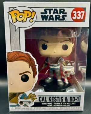 Funko Pop! Star Wars Cal Kestis & BD-1 #337 vinyl figure in protector, featuring the Jedi hero and droid from Jedi: Fallen Order, ready for display.
