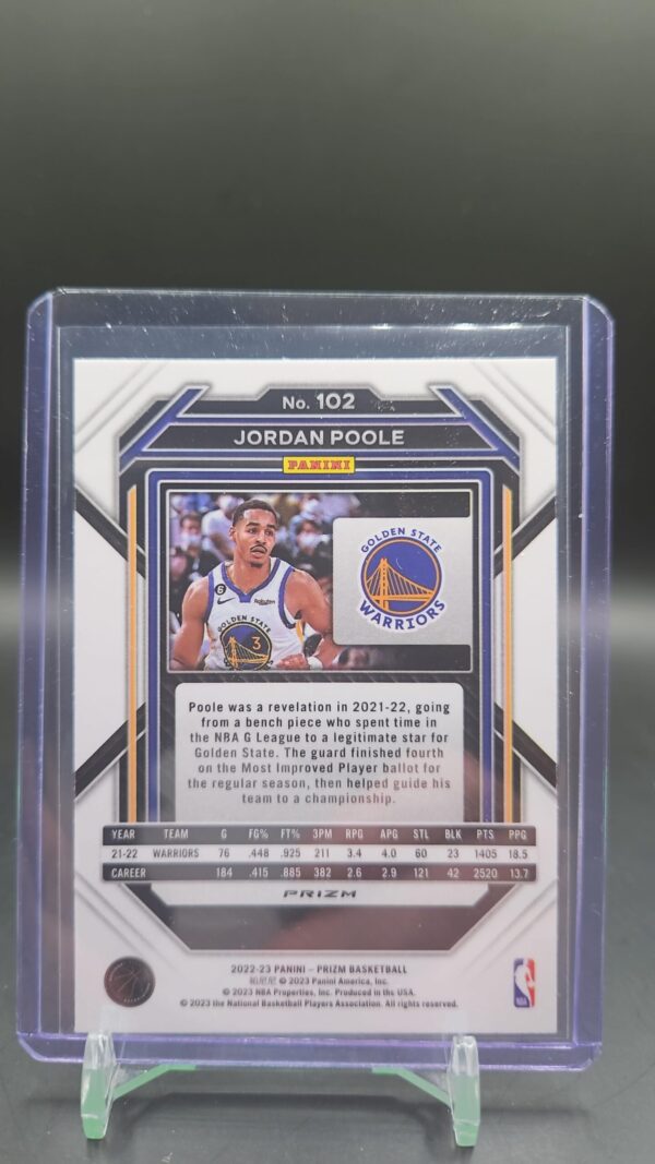 2022-23 Panini Prizm Silver Jordan Poole #102 Golden State Warriors - Image 2
