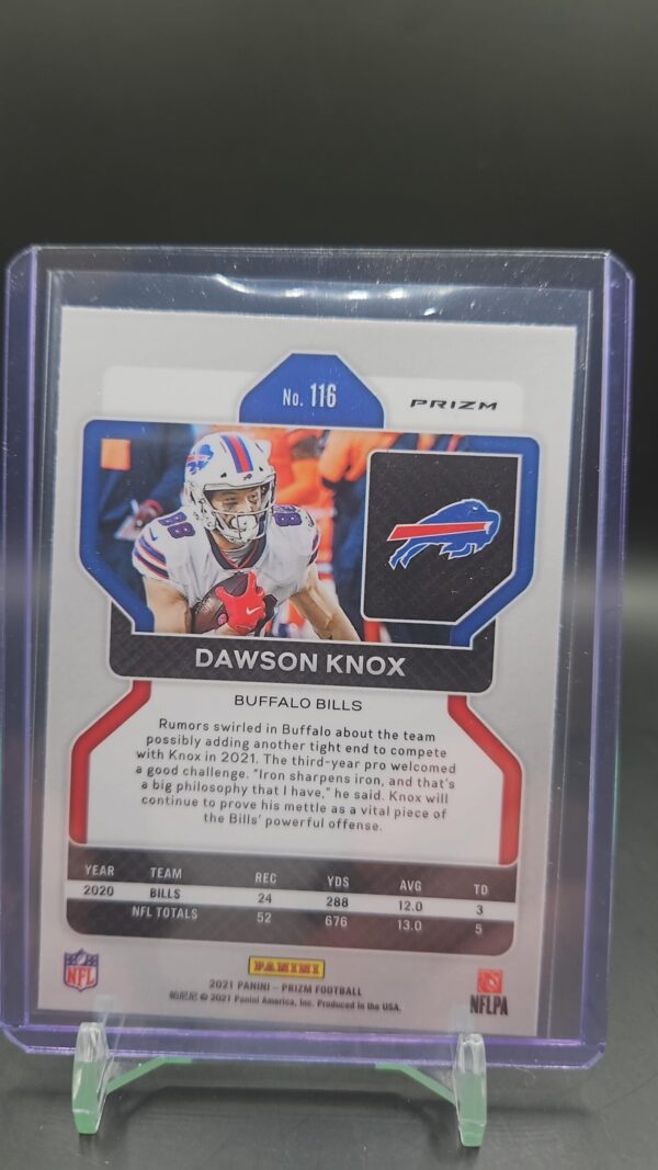 Dawson Knox 2021 Panini Red White and Blue Prizm NFL #116 - Image 2