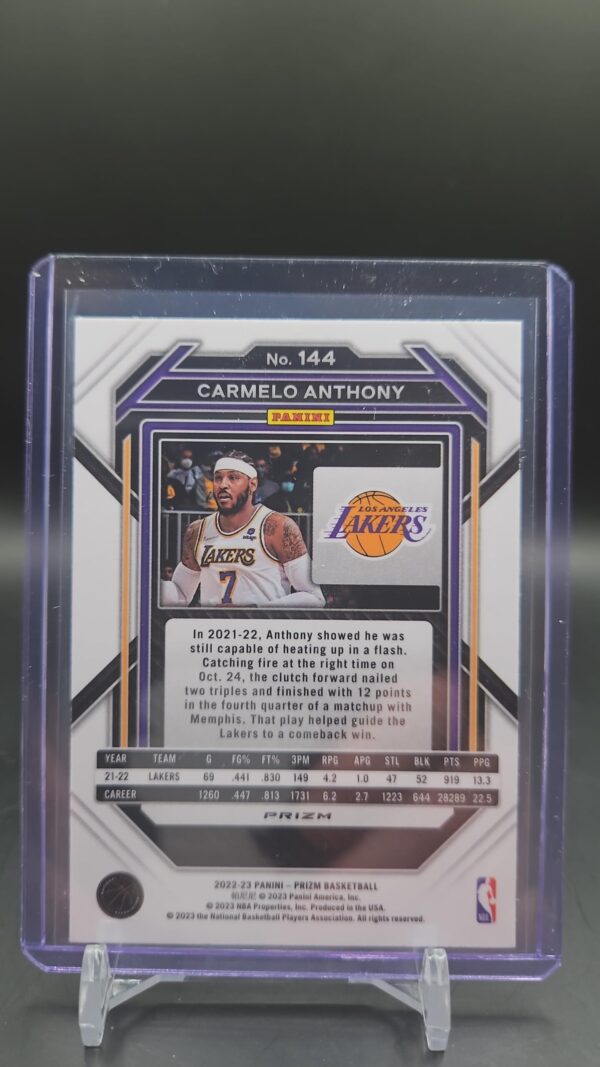 2022-23 Panini Prizm Carmelo Anthony Prizms Silver #144 Los Angeles Lakers - Image 2